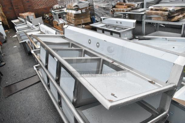 BRAND NEW SCRATCH AND DENT! Regency 600S31620218 88" 16 Gauge Stainless Steel Three Compartment Commercial Sink. No Legs. Bays 16x20x12 - Image 2 of 4