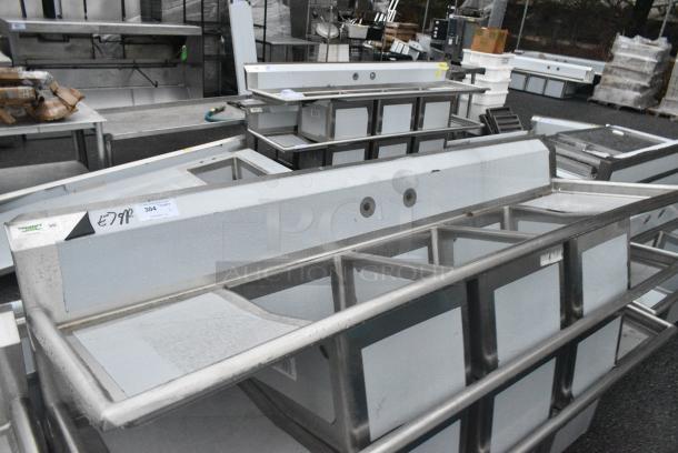 BRAND NEW SCRATCH AND DENT! Regency 600S31620218 88" 16 Gauge Stainless Steel Three Compartment Commercial Sink w/ Dual Drain Boards. No Legs. Bays 16x20x12 - Image 1 of 2