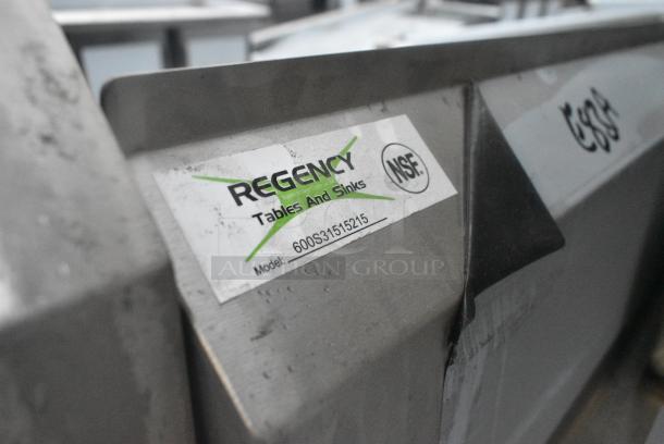 BRAND NEW SCRATCH AND DENT! Regency 600S31515215 66 1/2" 16-Gauge Stainless Steel Three Compartment Commercial Sink with 1 Drainboard - 15" x 15" x 12" Bowls. No Legs. - Image 3 of 3