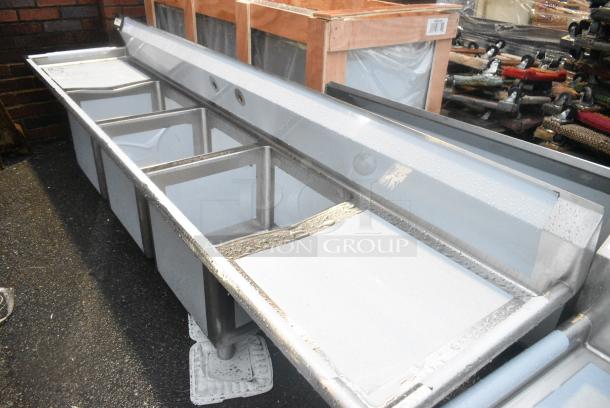 BRAND NEW SCRATCH AND DENT! Regency 600S31818224 Stainless Steel 3 Bay Sink w/ Dual Drain Boards. No Legs. Bays 18x18x14 - Image 1 of 5