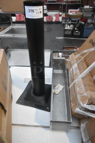2 BRAND NEW SCRATCH AND DENT! Various Items Including Pitco B6682002-C Crumb Cather and Black Table Column. 2 Times Your Bid!