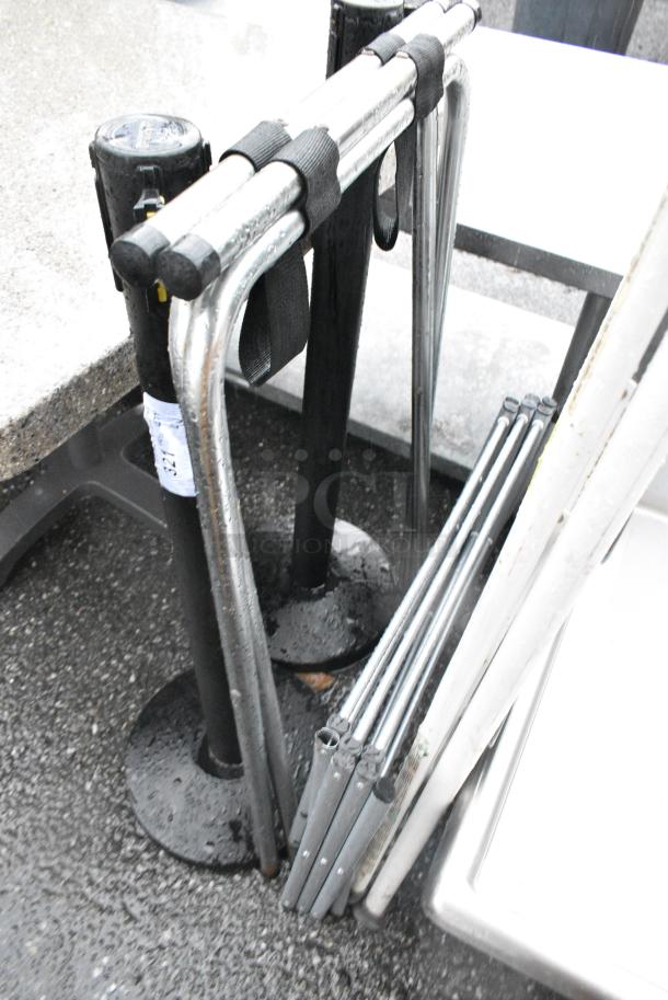 4 BRAND NEW SCRATCH AND DENT! Items Including 2 Stanchions, Metal Serving Tray and Folding Table. 4 Times Your Bid! - Image 3 of 3