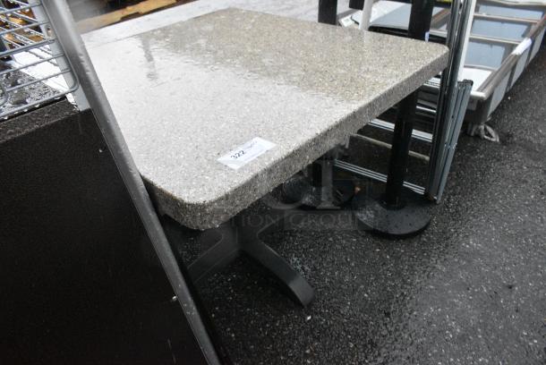 Stone Pattern Tabletop on Black Metal Table Column - Image 2 of 3