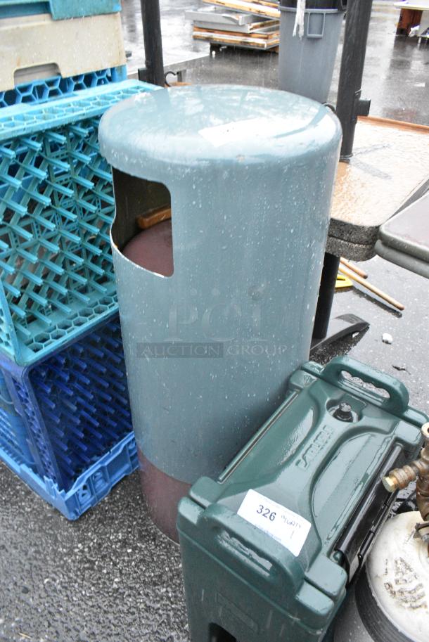 Green Metal Trash Can Shell. - Image 3 of 3