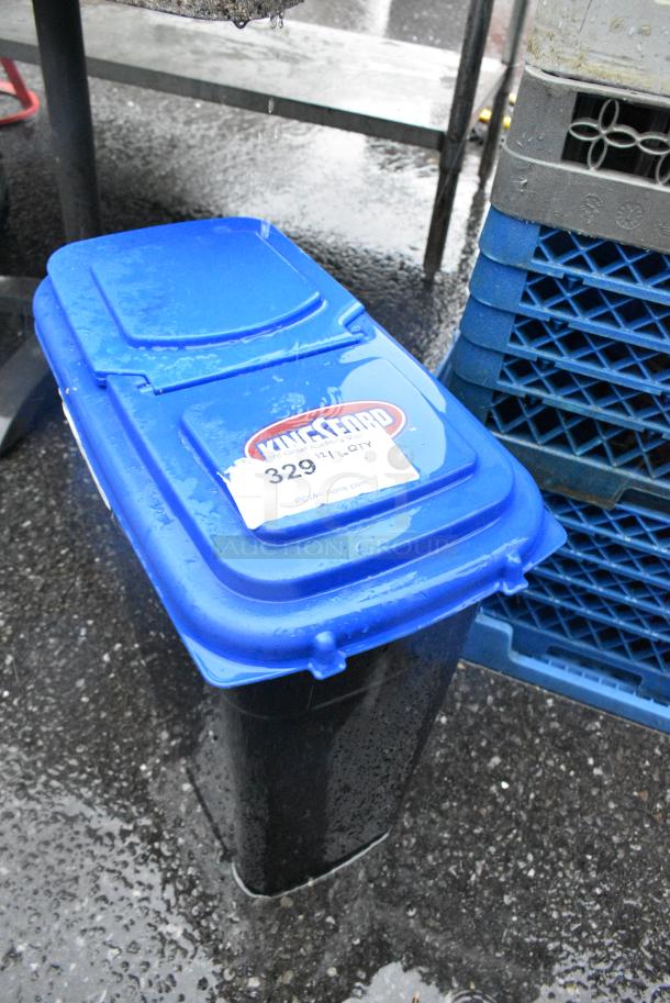 Black Poly Trash Can w/ Blue Lid. - Image 2 of 3
