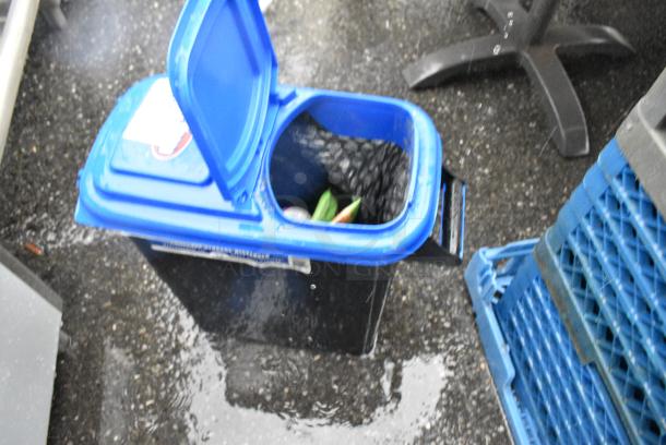 Black Poly Trash Can w/ Blue Lid. - Image 3 of 3
