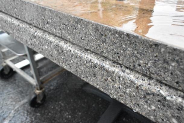 2 Stone Pattern Dining Height Table on Black Metal Table Base. 2 Times Your Bid! - Image 4 of 4