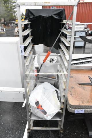 Metal Commercial Pan Transport Rack on Commercial Casters w/ Contents.