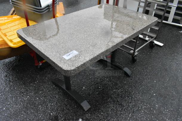 Stone Pattern Table on 2 Metal Table Base. - Image 2 of 3