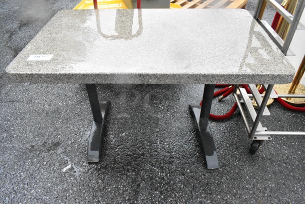 2 Stone Pattern Table on 2 Metal Table Base. 2 Times Your Bid! - Image 1 of 5