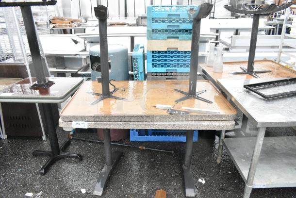 2 Stone Pattern Table on 2 Metal Table Base. 2 Times Your Bid! - Image 2 of 5