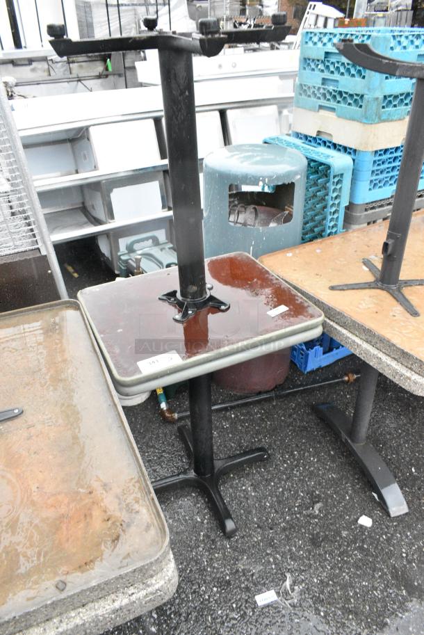 2 Gray Green Tan Dining Height Table on Black Metal Table Base. 2 Times Your Bid! - Image 2 of 3