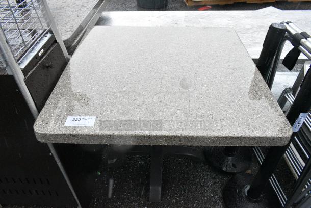 2 Stone Pattern Tabletop on Black Metal Table Column. 2 Times Your Bid! - Image 1 of 5