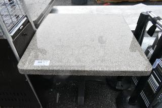 2 Stone Pattern Tabletop on Black Metal Table Column. 2 Times Your Bid!