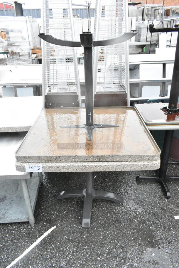2 Stone Pattern Tabletop on Black Metal Table Column. 2 Times Your Bid! - Image 2 of 5