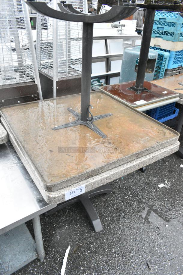 2 Stone Pattern Tabletop on Black Metal Table Column. 2 Times Your Bid! - Image 3 of 5