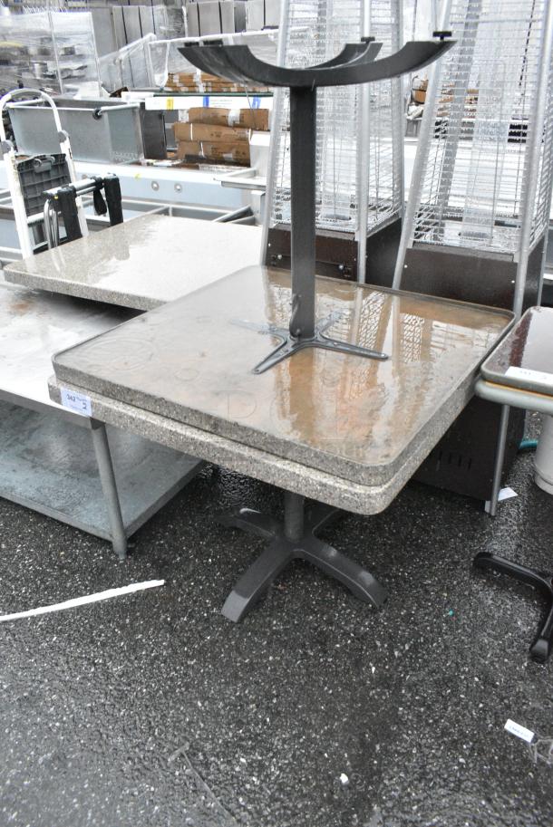 2 Stone Pattern Tabletop on Black Metal Table Column. 2 Times Your Bid! - Image 4 of 5