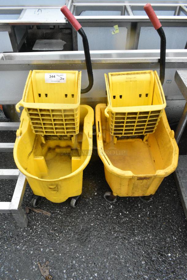 2 Yellow Poly Mop Bucket w/ Wringing Attachment. 2 Times Your Bid! - Image 1 of 4