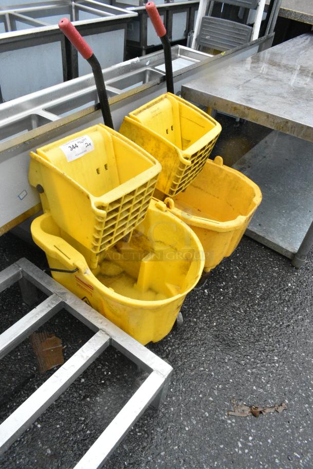 2 Yellow Poly Mop Bucket w/ Wringing Attachment. 2 Times Your Bid! - Image 2 of 4