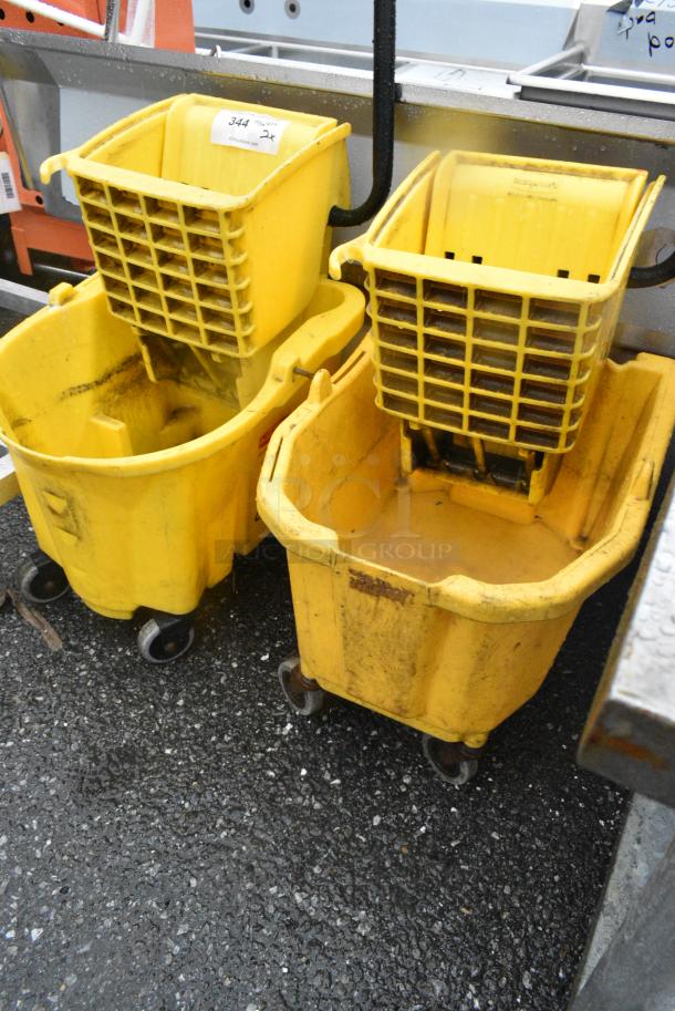 2 Yellow Poly Mop Bucket w/ Wringing Attachment. 2 Times Your Bid! - Image 3 of 4
