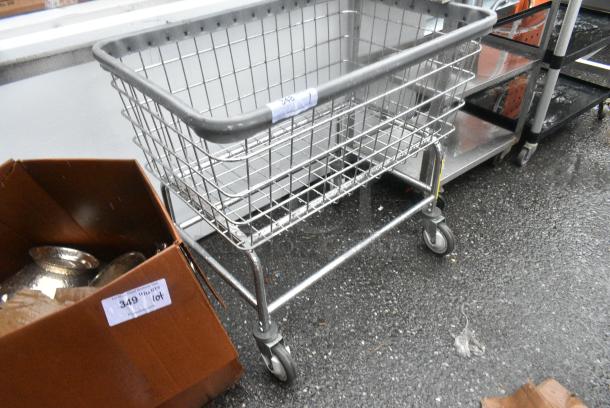 Metal Laundry Basket on Commercial Casters. - Image 2 of 3