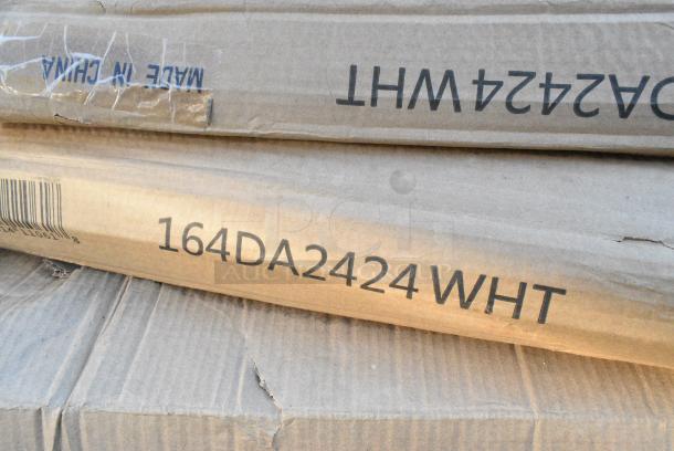 3 BRAND NEW SCRATCH AND DENT! 164DA2424WHT Lancaster Table & Seating Alloy Series 24" x 24" Pearl White Standard Height Outdoor Table. 3 Times Your Bid! - Image 4 of 5