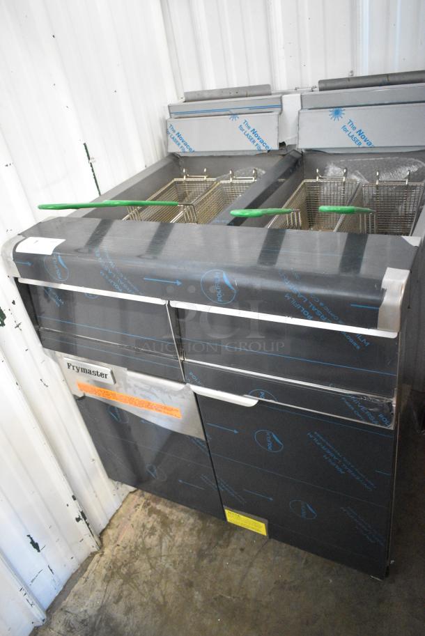 BRAND NEW SCRATCH AND DENT! 2024 Frymaster MJ240 Stainless Steel Commercial Natural Gas Powered 2 Bay 80 lb. Deep Fat Fryer with Millivolt Controls and 4 Metal Fry Baskets on Commercial Casters. 220,000 BTU - Image 1 of 12