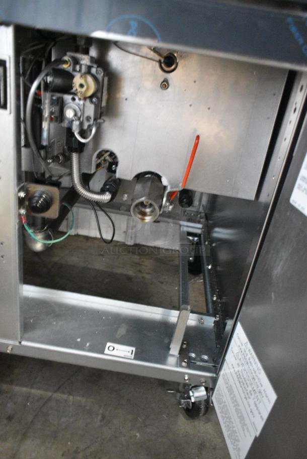 BRAND NEW SCRATCH AND DENT! 2024 Frymaster MJ240 Stainless Steel Commercial Natural Gas Powered 2 Bay 80 lb. Deep Fat Fryer with Millivolt Controls and 4 Metal Fry Baskets on Commercial Casters. 220,000 BTU - Image 10 of 12