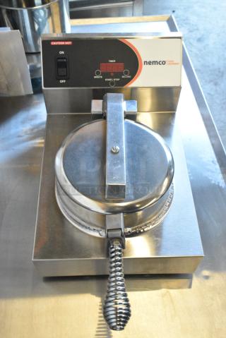 BRAND NEW SCRATCH AND DENT! 2024 Nemco 7030A Stainless Steel Waffle Cone Maker - Single Grid. 120 Volts, 1 Phase. - Item #1156339