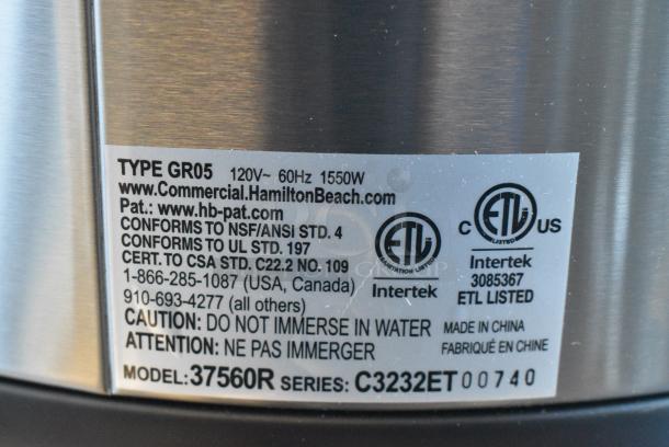 BRAND NEW SCRATCH AND DENT! Proctor Silex 37560R 60 Cup (30 Cup Raw) Electric Rice Cooker / Warmer. 120 Volts, 1 Phase. Tested and Working! - Image 7 of 7