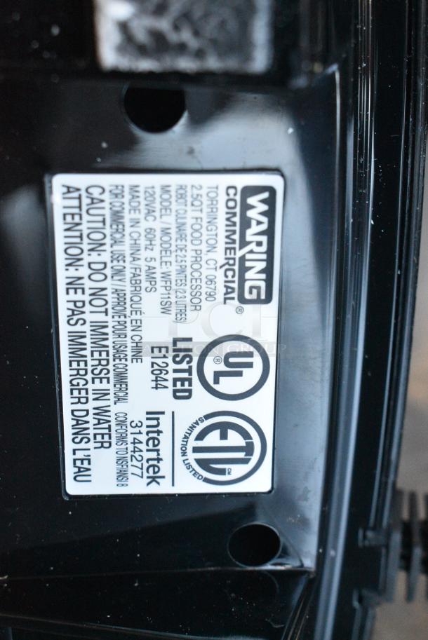 BRAND NEW SCRATCH AND DENT! Waring WFP11SW 2.5 Qt. Clear Batch Bowl Food Processor - 3/4 hp. 120 Volts, 1 Phase. Tested and Working! - Image 5 of 5
