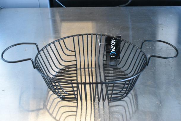 24 BRAND NEW SCRATCH AND DENT! Acopa 176OBL1183BK 16 1/2" x 8" x 4 1/4" Oblong Black Wire Basket with Ramekin Holders. 24 Times Your Bid! - Image 1 of 4