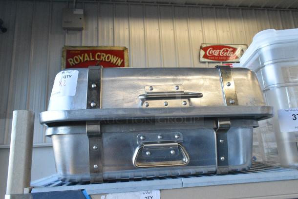 2 BRAND NEW SCRATCH AND DENT! 471ALRP2418 Choice 28 Qt. Aluminum Double Roaster Pan - 24" x 18" x 8 1/2". 2 Times Your Bid! - Image 2 of 4
