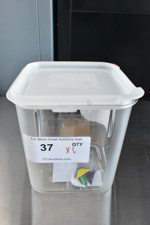 6 BRAND NEW SCRATCH AND DENT! 31852 Araven 4.2 Qt. Clear Square Polycarbonate Food Storage Container with Airtight Lid. 6 Times Your Bid! - Image 1 of 4