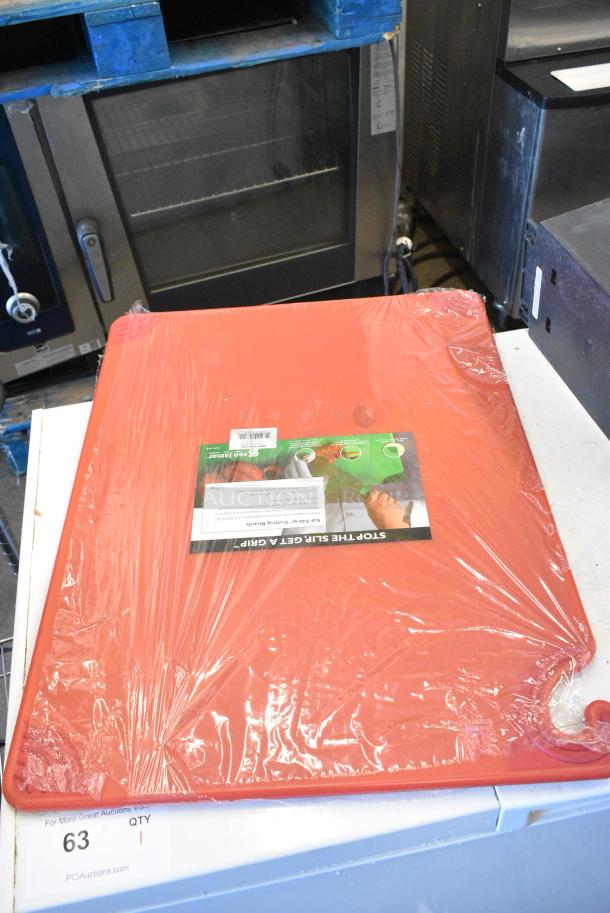 8 BRAND NEW SCRATCH AND DENT! Cutting Boards Including San Jamar CBG182412BL Saf-T-Grip® 24" x 18" x 1/2" Blue Cutting Board with Hook, San Jamar CBG182412YL Saf-T-Grip® 24" x 18" x 1/2" Yellow Cutting Board with Hook, San Jamar CBG182412WH Saf-T-Grip® 24" x 18" x 1/2" White Cutting Board with Hook, San Jamar CBG182412RD Saf-T-Grip® 24" x 18" x 1/2" Red Cutting Board with Hook. 8 Times Your Bid! - Image 9 of 10