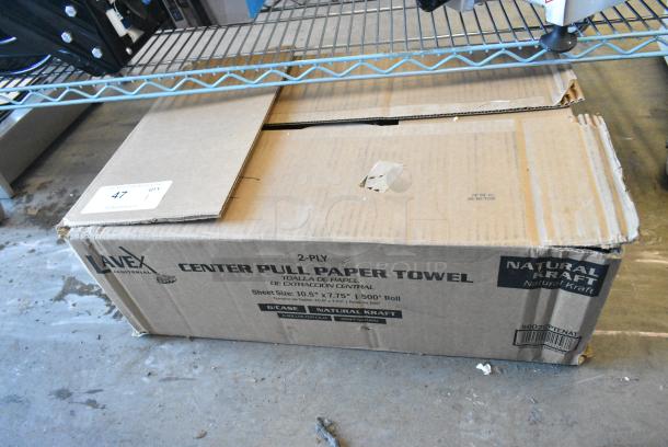 BRAND NEW SCRATCH AND DENT! Box of 5002CPTENAT Lavex 2-Ply Natural Kraft Center Pull Paper Towel 510' Roll - 6/Case - Image 2 of 3