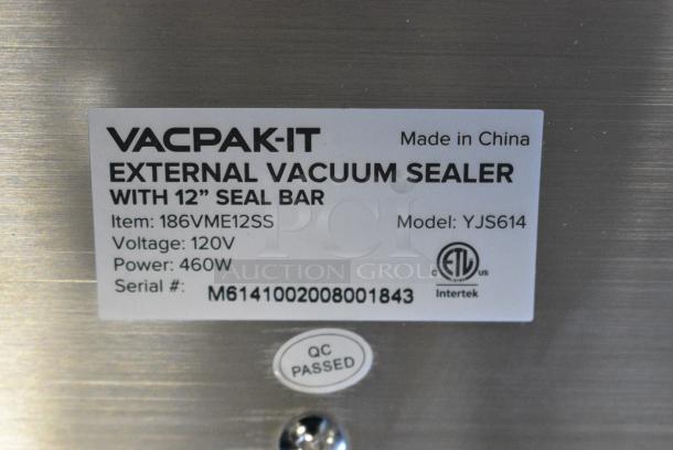 BRAND NEW SCRATCH AND DENT! VacPak-It 186VME12SS Stainless Steel External Vacuum Packaging Machine with 12" Seal Bar. 120 Volts, 1 Phase. Tested and Working! - Image 7 of 7