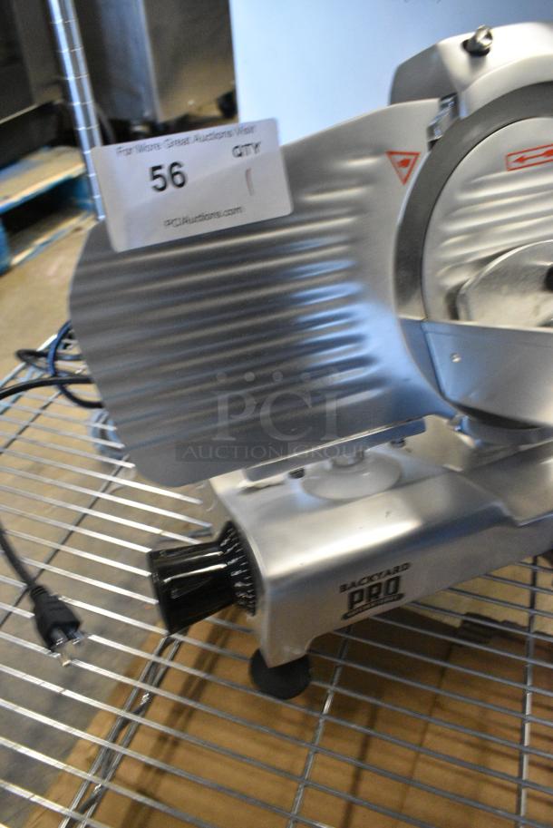 BRAND NEW SCRATCH AND DENT! 2023 Backyard Pro 554SL109E Metal Butcher Series 9" Manual Gravity Feed Meat Slicer w/ Blade Sharpener. 120 Volts, 1 Phase. Tested and Working! - Image 4 of 7