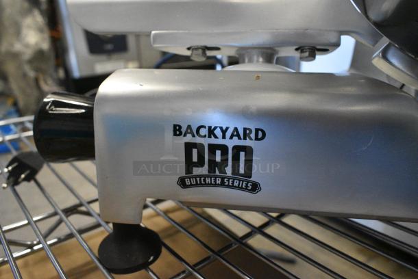 BRAND NEW SCRATCH AND DENT! 2023 Backyard Pro 554SL109E Metal Butcher Series 9" Manual Gravity Feed Meat Slicer w/ Blade Sharpener. 120 Volts, 1 Phase. Tested and Working! - Image 5 of 7