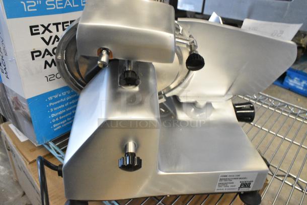 BRAND NEW SCRATCH AND DENT! 2023 Backyard Pro 554SL109E Metal Butcher Series 9" Manual Gravity Feed Meat Slicer w/ Blade Sharpener. 120 Volts, 1 Phase. Tested and Working! - Image 6 of 7