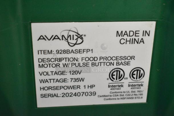 BRAND NEW SCRATCH AND DENT! AvaMix 928BASEFP1 Metal Commercial Food Processor. 120 Volts, 1 Phase. Tested and Working! - Image 4 of 4