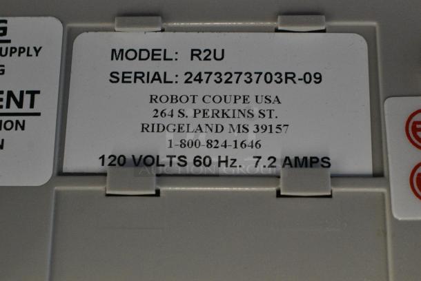 BRAND NEW SCRATCH AND DENT! Robot Coupe R2U Countertop Food Processor w/ S Blade. 120 Volts, 1 Phase. Tested and Working! - Image 8 of 8