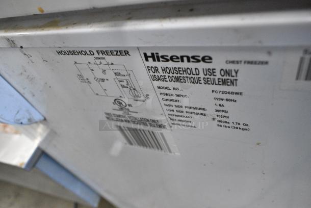 Hisense FC72D6BWE Metal Chest Freezer w/ Hinge Lid. 115 Volts, 1 Phase. Tested and Powers On But Does Not Get Cold - Image 5 of 5