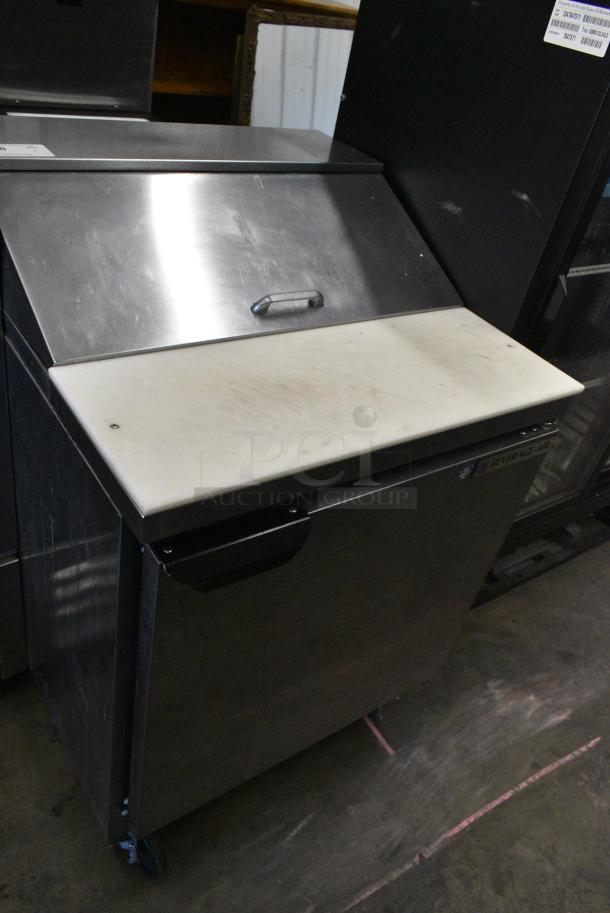 Beverage Air SPE27 Stainless Steel Commercial Sandwich Salad Prep Table Bain Marie Mega Top on Commercial Casters. 115 Volts, 1 Phase. Tested and Working! - Image 1 of 6