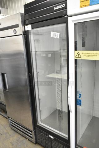 2019 Habco SE18 Metal Commercial Single Door Reach In Cooler Merchandiser w/ Poly Coated Racks. 115 Volts, 1 Phase. Tested and Working!