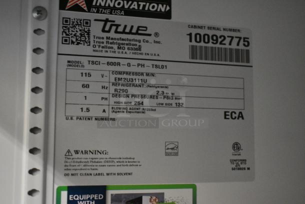 2020 True TSCI-600R-G-PH Metal Commercial Single Door Reach In Cooler Merchandiser w/ Poly Coated Racks. 115 Volts, 1 Phase. Tested and Working! - Image 4 of 4