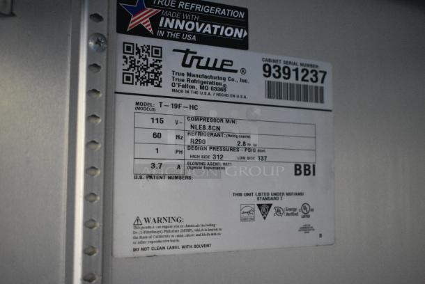 2018 True T-19F-HC Stainless Steel Commercial Single Door Reach In Freezer w/ Poly Coated Racks. 115 Volts, 1 Phase. Tested and Working! - Image 4 of 4