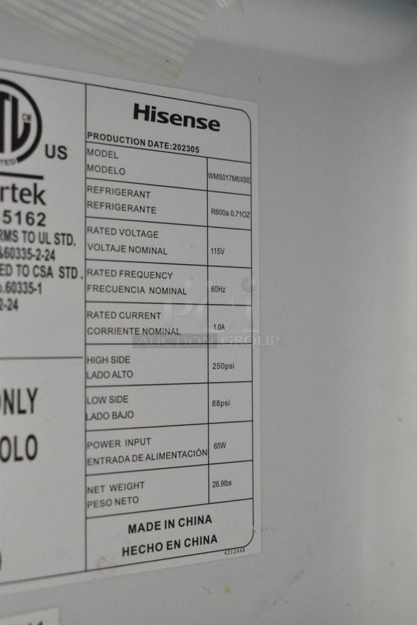 Hisense WMS017M6XBE Mini Cooler. 115 Volts, 1 Phase. Tested and Powers On But Does Not Get Cold - Image 6 of 6