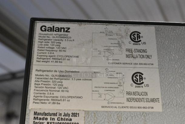 Galanz GLR33MBKE23 Mini Cooler. 115 Volts, 1 Phase. Tested and Powers On But Does Not Get Cold - Image 5 of 5