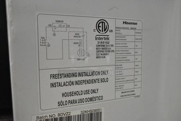 Hisense RR33D6ABE Mini Cooler. 115 Volts, 1 Phase. Tested and Working! - Image 5 of 6